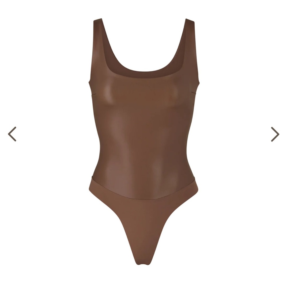 NWT SKIMS LEATHER BODYSUIT jasper size S